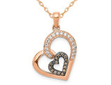 1/5 Carat (ctw) Champagne Diamond Heart Pendant Necklace in 14K Rose Pink Gold with Chain